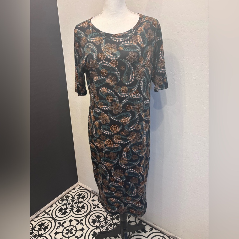 LuLaRoe Black and Brown Paisley Midi Dress